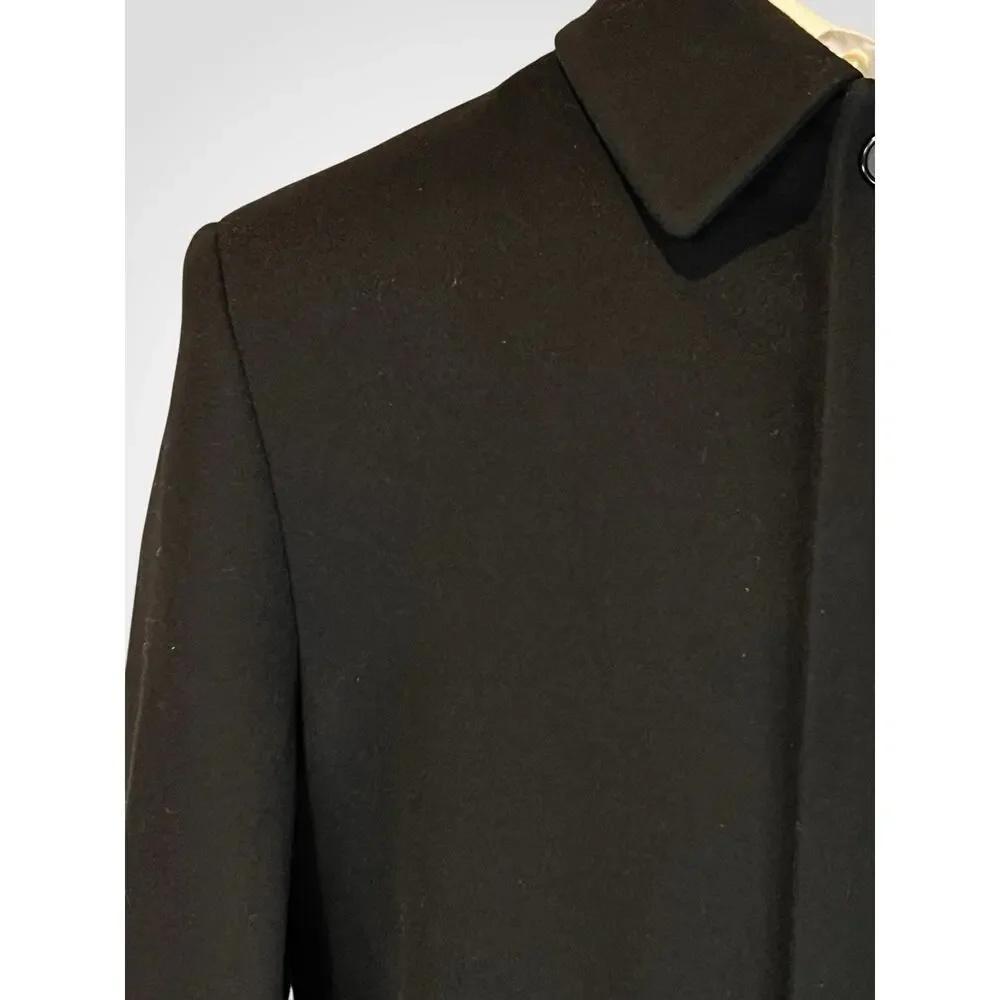 Jos A Bank Mens 44R Black Wool Topcoat Overcoat Knee-Length Walking Coat